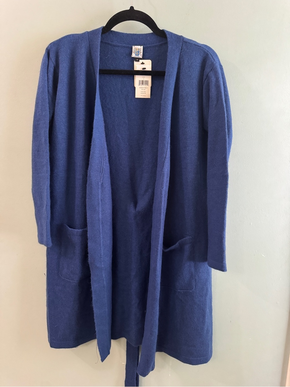 Portolano Blue Open-Front Long Knit Cardigan